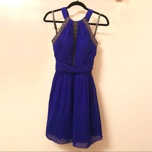 Gorgeous Cobalt Blue Halter Cocktail Dress